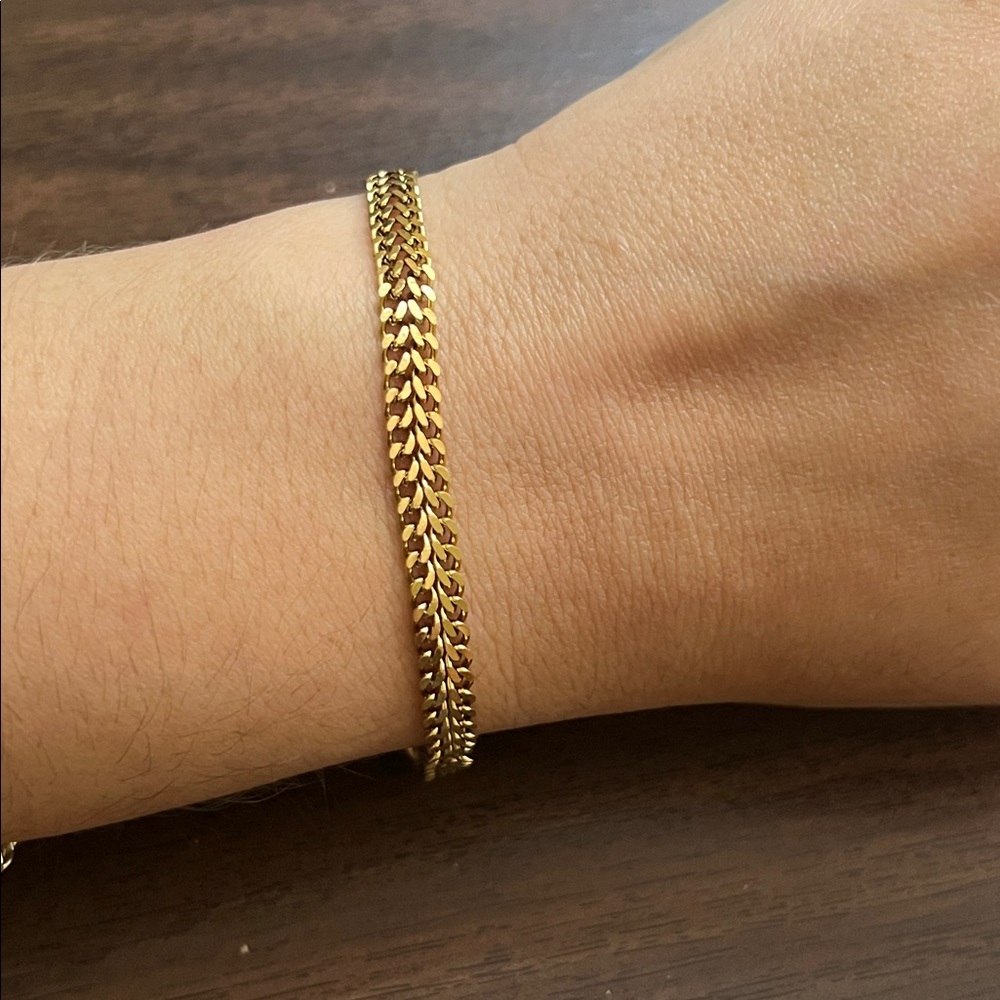 Gold Plated Stainless steel flat chain bracelet